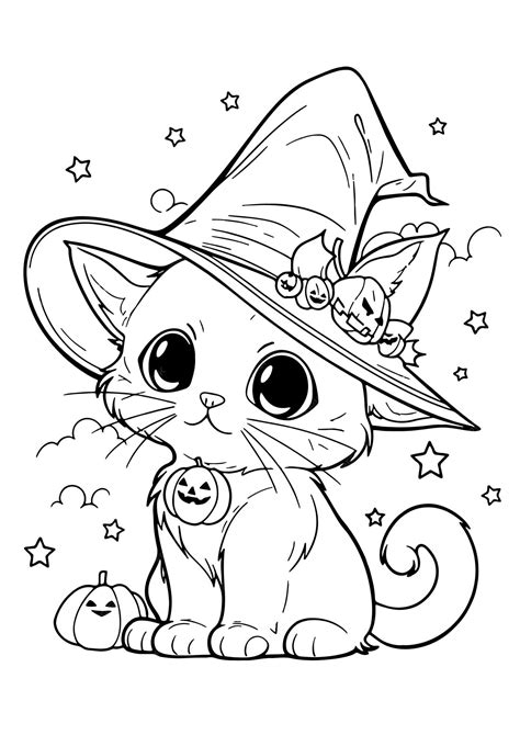 Halloween Cats Coloring Pages - Download Free Printable
