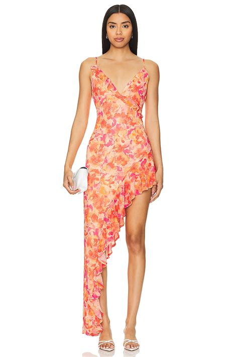 Lovers and Friends Lilo Asymmetrical Maxi Dress in Sunset Floral Multi ...