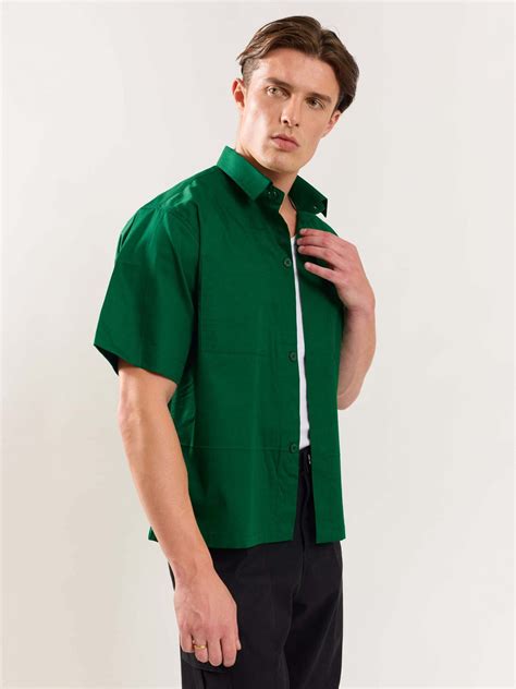 Buy Forest Green Cropped Shirt Online at Best Price | 5Feet11