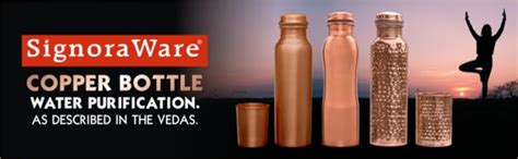 SignoraWare Copper Water Bottle Hammered 900ml,Brown : Amazon.in: Home ...