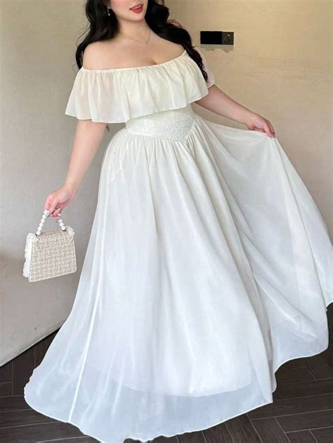 Vibekara Plus Size Women's Spring/Summer Off Shoulder Ruffle Sleeve ...