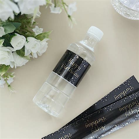 24 Black Gold Adesivos Feliz Aniversário Festa | Ubuy India