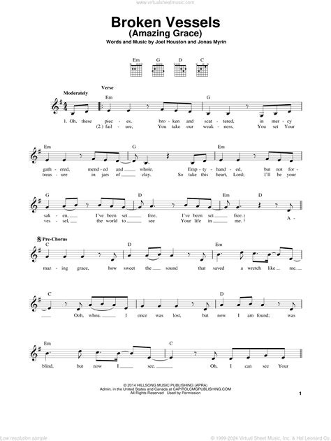 Broken Vessels (Amazing Grace) sheet music for guitar solo (chords)