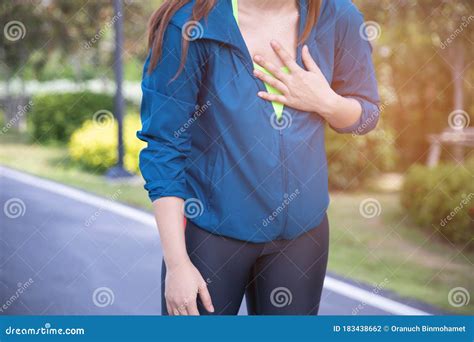 Woman Suffering from Painful Chest or Symptoms of Heart Disease while ...