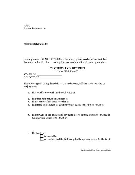 Certificate Of Trust Form