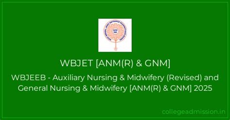WBJET [ANM(R) & GNM] 2025: WBJEEB - Auxiliary Nursing & Midwifery ...