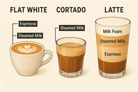 Cortado vs Flat white vs Latte: analyzing the differences