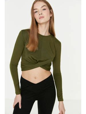 Buy Trendyol Womens Green Crop Top Online