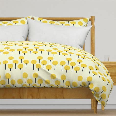 Mid Century Modern Bedding - Yellow Pop Trees by Kaoru_sanchez - Scandi ...