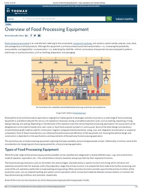Overview of Food Processing Equipment - Types, Applications, and ...