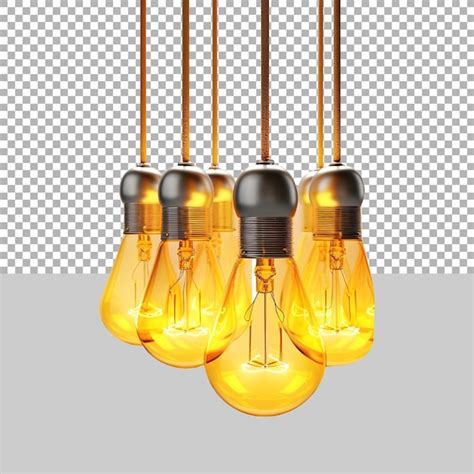 Premium PSD | Group of yellow light bulbs on transparent background ai ...