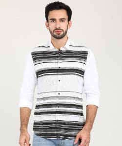 PETER ENGLAND Men Striped Casual White, Black Shirt - Buy PETER ENGLAND ...