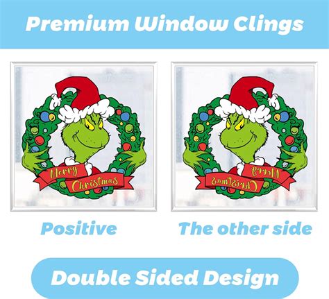 Decoración navideña para ventanas de Grinchs, 90 calcomanías ...