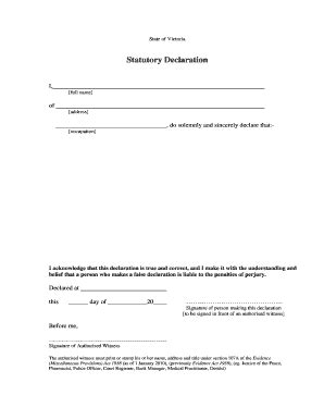 18 Printable Victorian Statutory Declaration Form Templates - Fillable ...