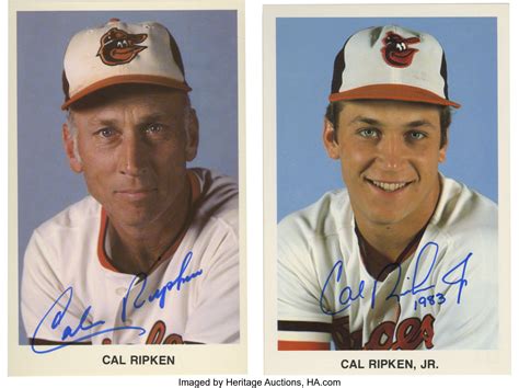 1983 Cal Ripken Sr. & Cal Ripken Jr. Signed Team-Issue Photographs ...