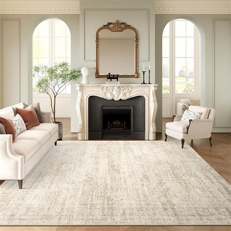 Washable Area Rug 8x10, Large Soft Rugs for Living Room Vintage Beige ...