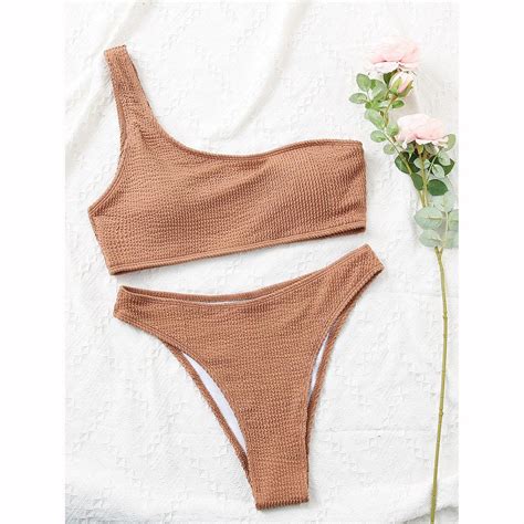 Buy Women Swimsuits Female Sexy Bikini One Shoulder Bikinis Set High ...
