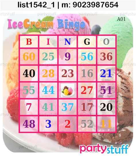 Bingo Cards | Tambola Housie | Icecream Designs