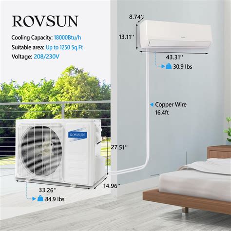 ROVSUN 18,000 BTU Mini Split Air Conditioner with Heat 230V - Wifi | 23 ...