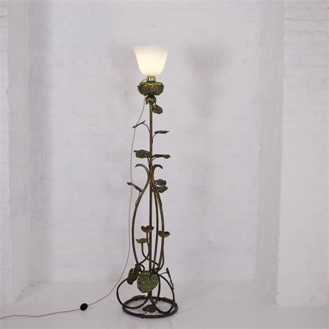 Bronze, crystal & opaline 'Art Nouveau' floor lamp, French work | #259179