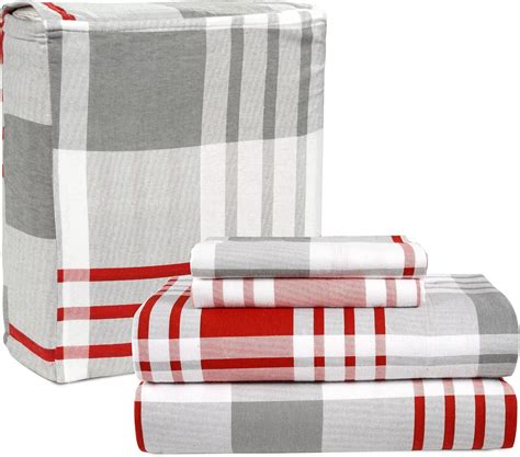 Amazon.com: LANE LINEN Cotton Flannel Sheets Twin Size - Brushed for ...