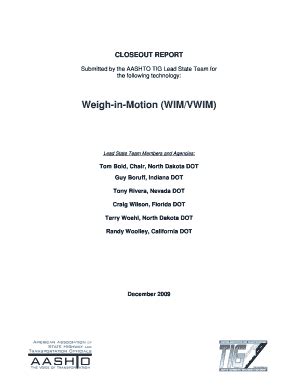 Fillable Online tig transportation Appendix I: Closeout Report Template ...