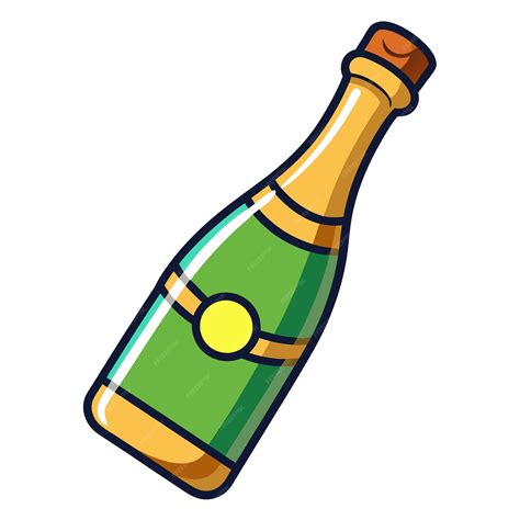 Champagne bottle clipart cartoon style vector illustration | Premium AI ...