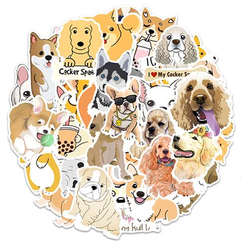 Water Bottle Stickers for Kids, 50 Pcs/Pack Cute Dogs Vinyl Skateboard ...