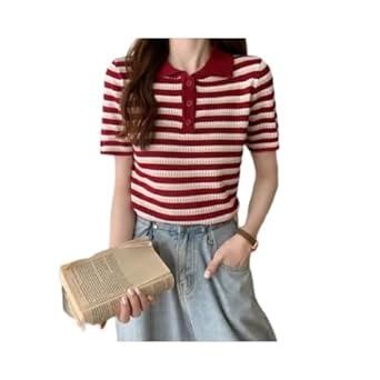 Buy SHALL Womens Knitted Polo Collar Neck T-Shirt Top at Amazon.in