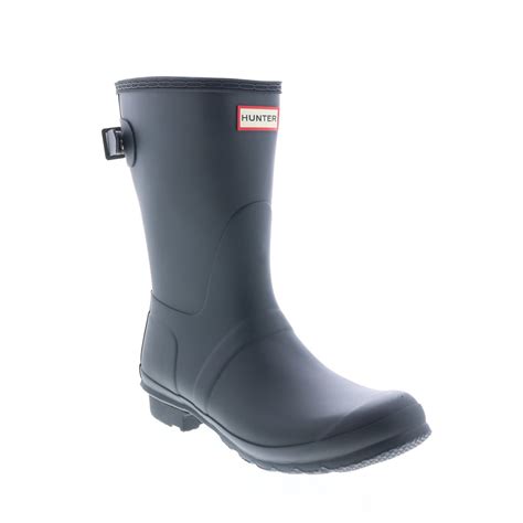Hunter Original Short Back Adjustable Boot Womens Black Rain Boots ...