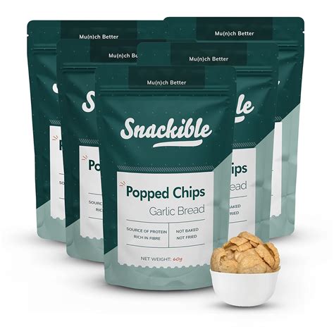 Snackible Garlic Bread Chickpea Popped Chips (Pack of 5) 5x60gm ...