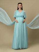 Buy Light Blue Maternity Maxi Formal Gown with Train