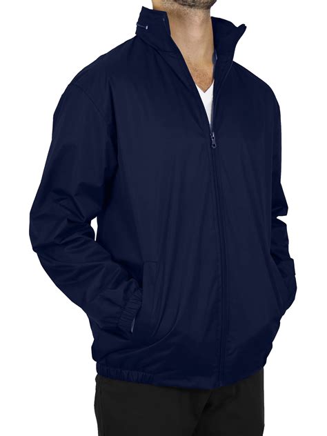 Men’s Fleece Lined Windbreaker Jacket Coat With Tuck In Hood (S-2XL ...