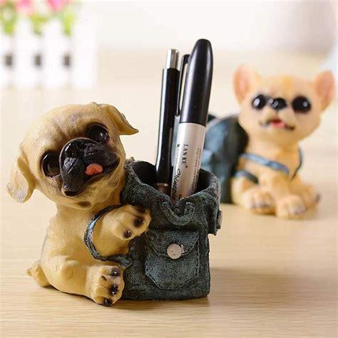 TIED RIBBONS Resin Cute Dog Decorative Pen Stand for Gift office Desk ...