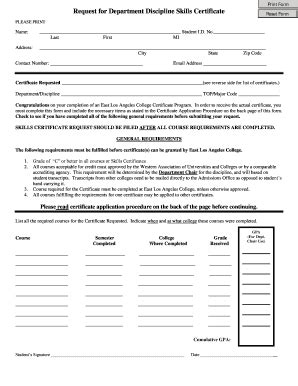 Fillable Online elac Request for Department Certificate of Completion ...