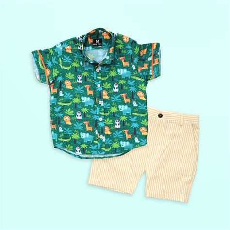 Jungle Safari and Yellow Shorts - Shorts Shirt Set