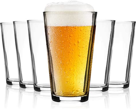 Amazon.com | Modvera Beer Pint Glass- Classic Beer Glasses Pint, Bar ...