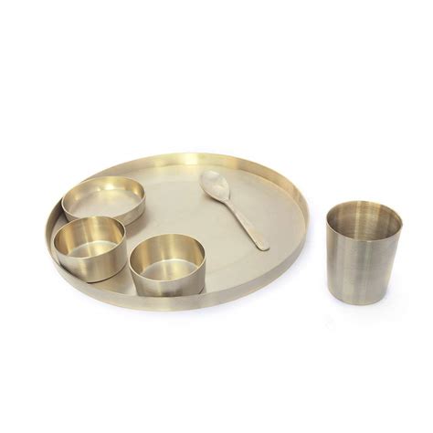 Buy De Kulture Works Ayurveda Pure Kansa Bronze Dinner Platinum Solid ...
