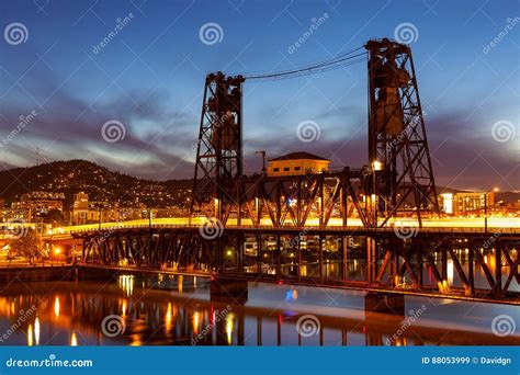Traffic Light Trails on Steel Bridge Editorial Stock Image - Image of ...