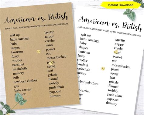 British Words Vs American