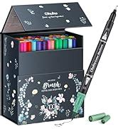 Ohuhu Brush Pen 100 Colors Water-based Sketch Pen Set No Bleeding Dual ...