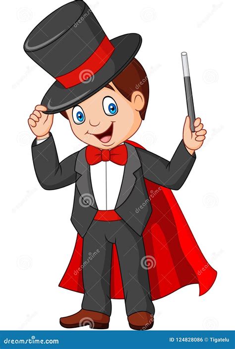 Cartoon Magician Holding Magic Wand Stock Vector - Illustration of ...