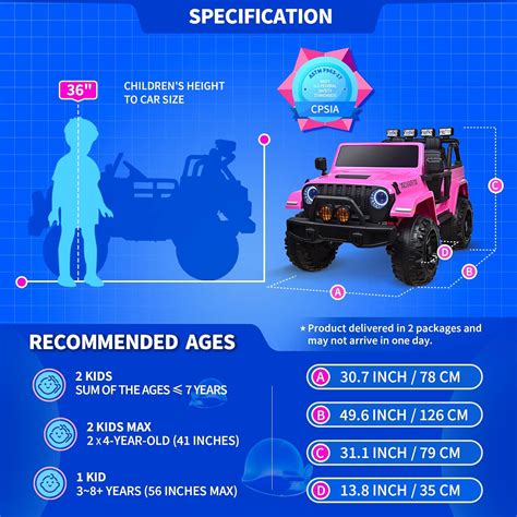 Buy Joywhale 24V 2 Seater Kids Ride on Car Truck 4WD Battery Powered ...
