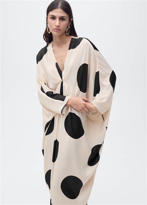 Polka-dot draped dress - Women | MANGO Qatar
