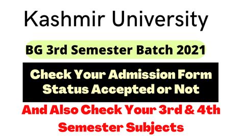 Kashmir University: BG 3rd/4th Sem Batch 2021 Can Check Their Subject ...