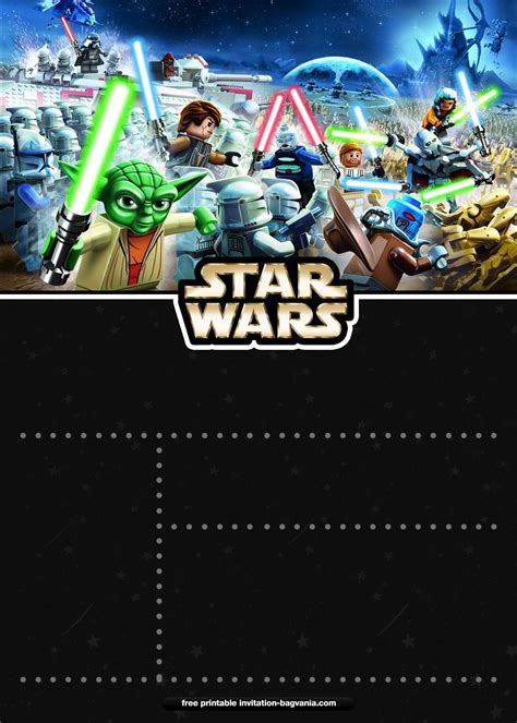 Free lego star wars birthday invitation psd download – Artofit