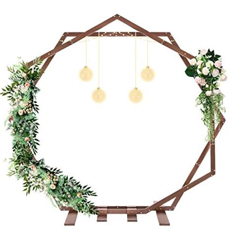 Does Not Apply 7.5FT Wooden Heptagon and Hexagon Wedding Arch with ...