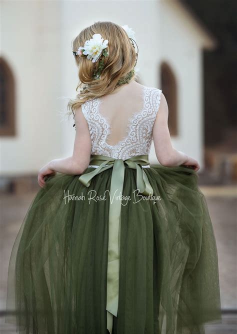 Sleeveless Olive Green Flower Girl Dresses for Fall Wedding Season ...