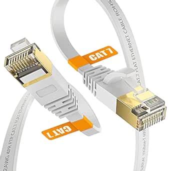 Cat7 20FT Ethernet Cable White-10Gbps Shielded & Ground Wire Internet ...