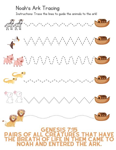 Noah's Ark Handwriting Tracing Preschool Bible Christian Homeschool ...